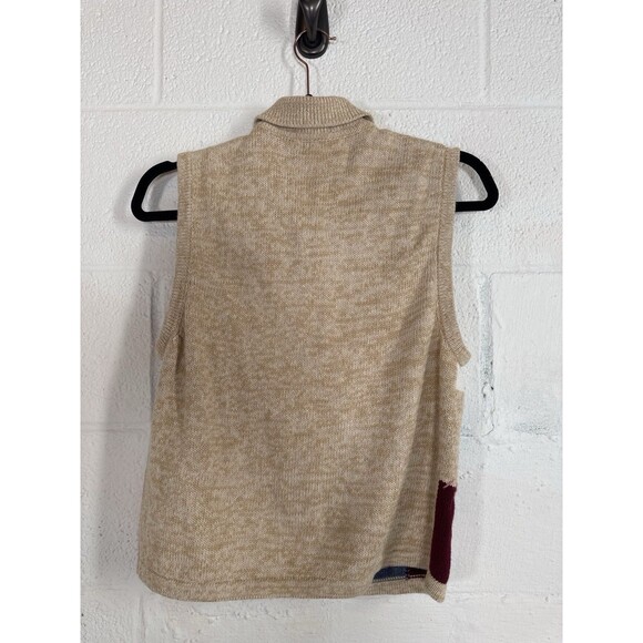 Bechamel Petites PM Christmas Sweater Vest Patchwork Snowman Holiday Retro - Picture 3 of 7